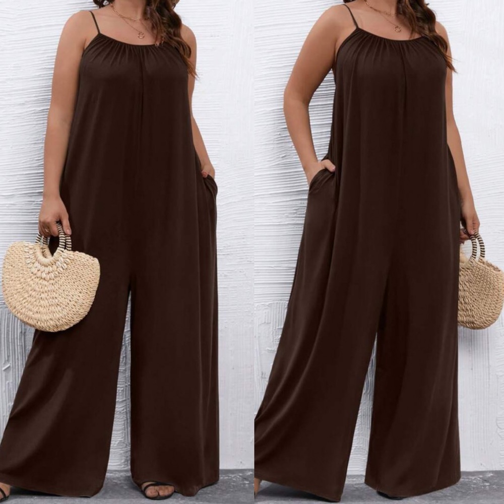 Plus size hidden pocket comfy cami jumpsuit